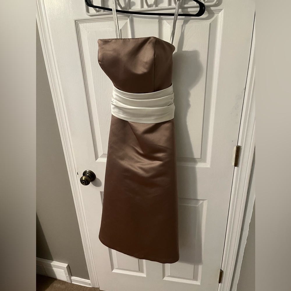 Caramel and Creme strapless gown